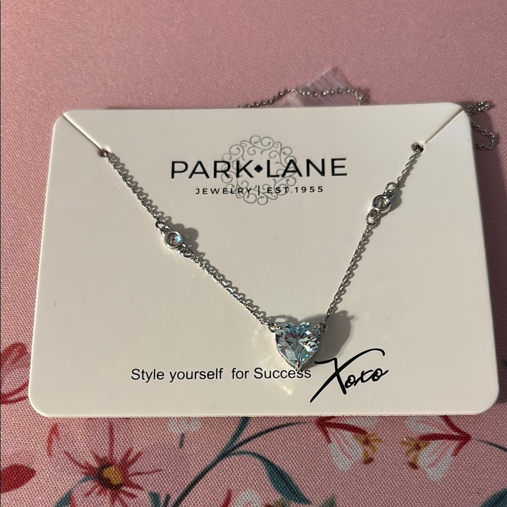 Park Lane Silver and Blue Necklace with Dainty Pendant
